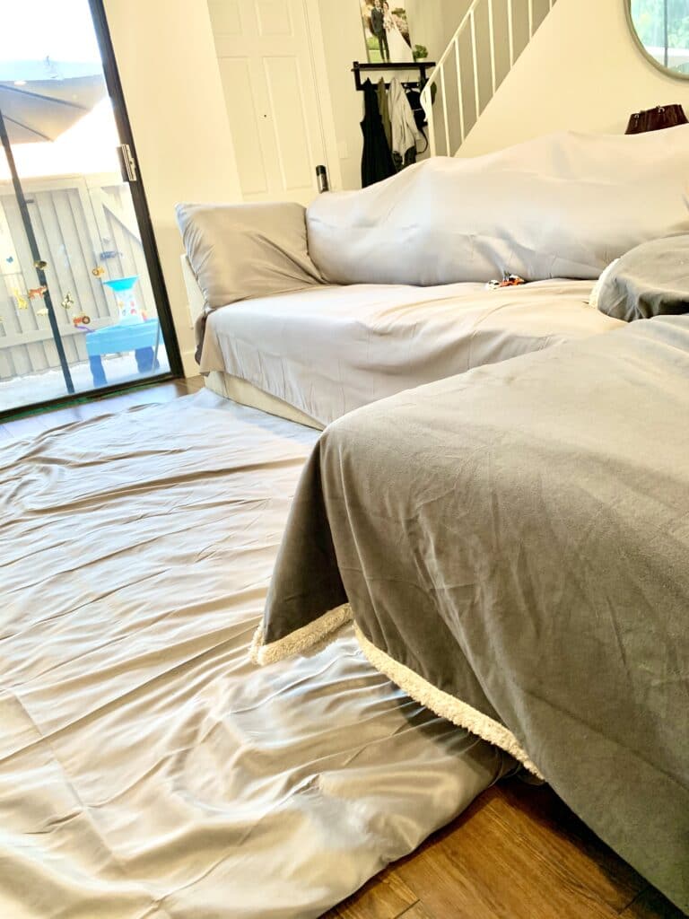 covers for the couch and rug, prepare for potty training mess